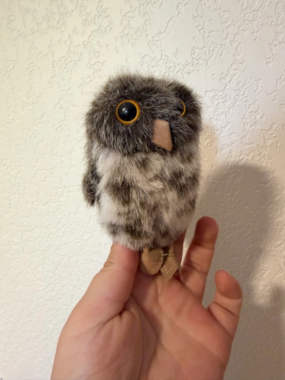 Folkmanis MINI SPOTTED OWL Semi Realistic Plush Finger Puppet 4"